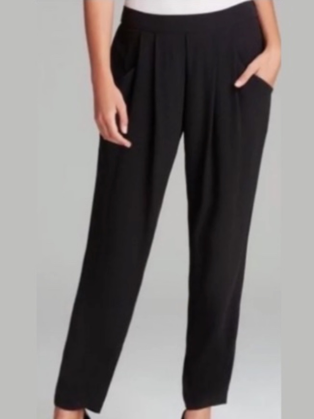 Eileen Fisher Slouchy Silk Black Pants Size PL